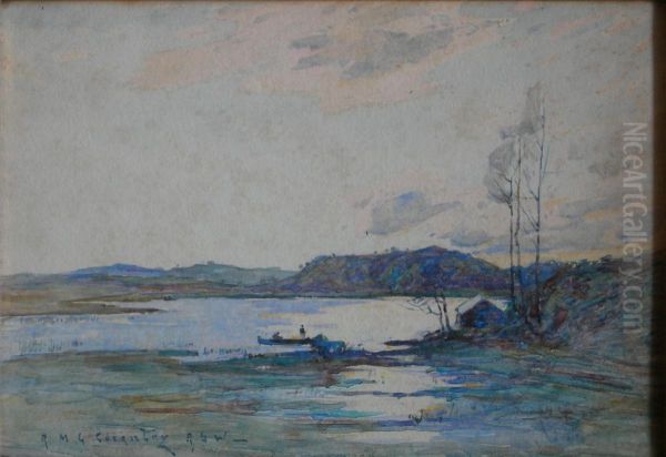 Boat Fishing In A Loch Oil Painting by Robert Mcgown Coventry