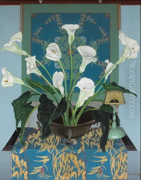 Still Life With Calla Lilies Oil Painting by Stanley H. Coventry