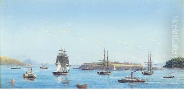 Shipping In Plymouth Sound Oil Painting by C.F. Coward