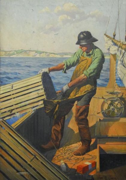 Hauling The Trap Oil Painting by Percy Elton Cowen