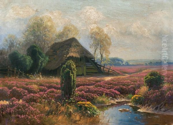 Cottage On Heathland Oil Painting by Carl Cowen Schirm