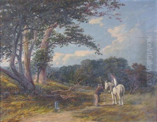 A Bucolic Scene Oil Painting by Alfred Wilson Cox