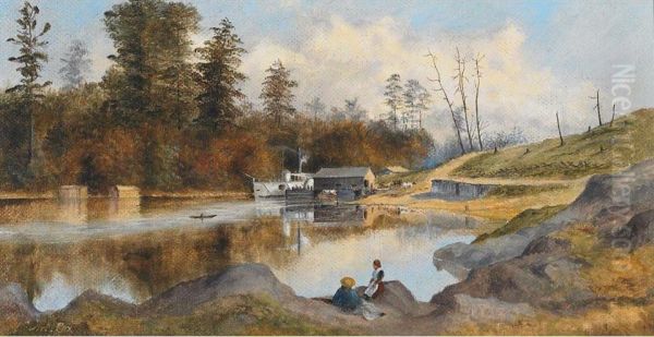 Landing Stage, Bracebridge Oil Painting by Arthur Cox