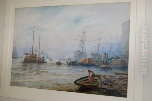 Shipping In The Pool Of London Oil Painting by Charles Edward Cox