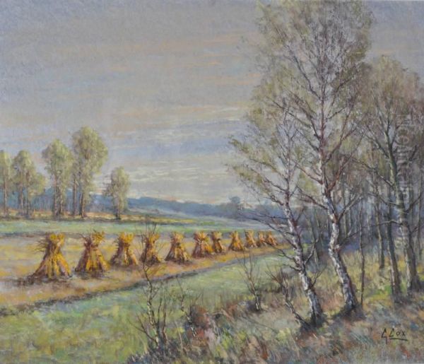 Harvest Landscape Oil Painting by Garstin Cox