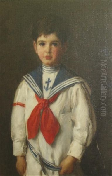 Portrait Of A Young Boy In A Sailor's Costume Oil Painting by Louise Howland King Cox