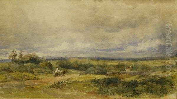 Cart On A Heathland Track Oil Painting by David Cox Snr.