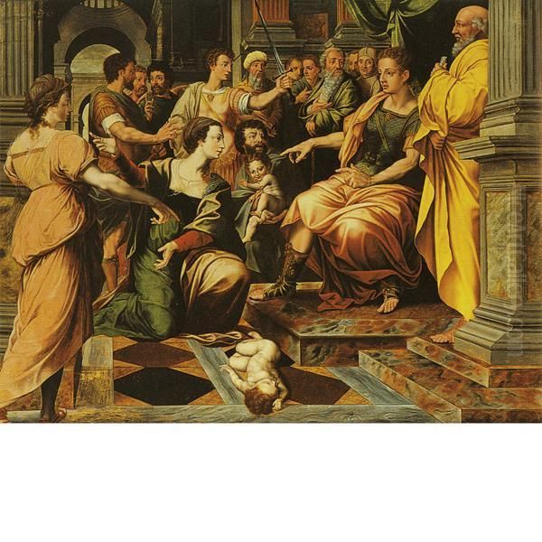 Il Giudizio Di Salomone Oil Painting by Michiel Van Coxcie