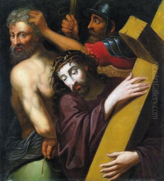 Cristo Portacroce Oil Painting by Michiel Van Coxcie