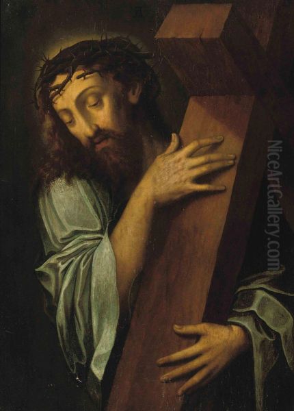 Christ Carrying The Cross Oil Painting by Michiel Coxie