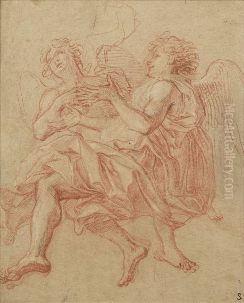 Deux Anges Oil Painting by Antoine Coypel