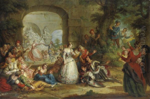 Roland And The Marriage Of Angelique Oil Painting by Charles-Antoine Coypel