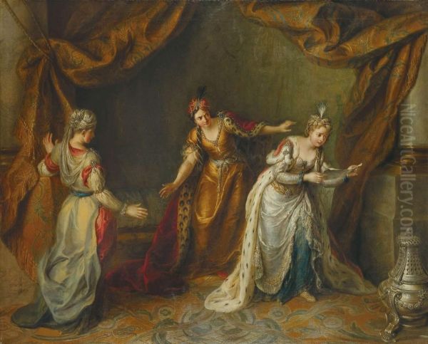 Atalide Et Roxane Oil Painting by Charles-Antoine Coypel