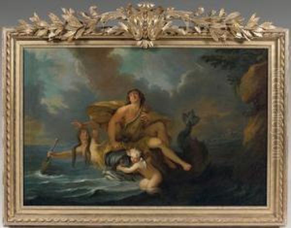 Arion Jouant De La Lyre, Porte Par Un Dauphin Herodote Oil Painting by Noel Nicolas Coypel