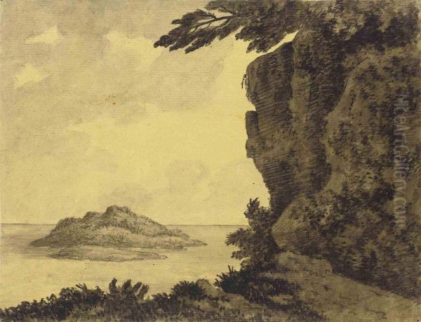 A Hilly Island, Seen From Cliffs Oil Painting by Alexander Cozens