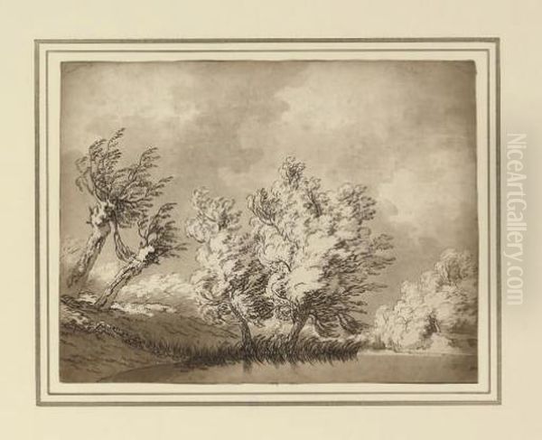 Studies Of Trees Oil Painting by John Robert Cozens