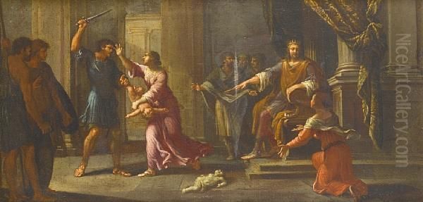 The Judgment Of Solomon Oil Painting by Francesco Cozza