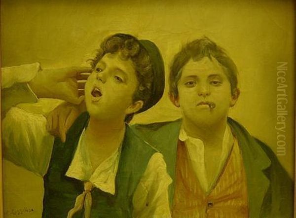 Naples Boys Oil Painting by Ciro Cozzolino