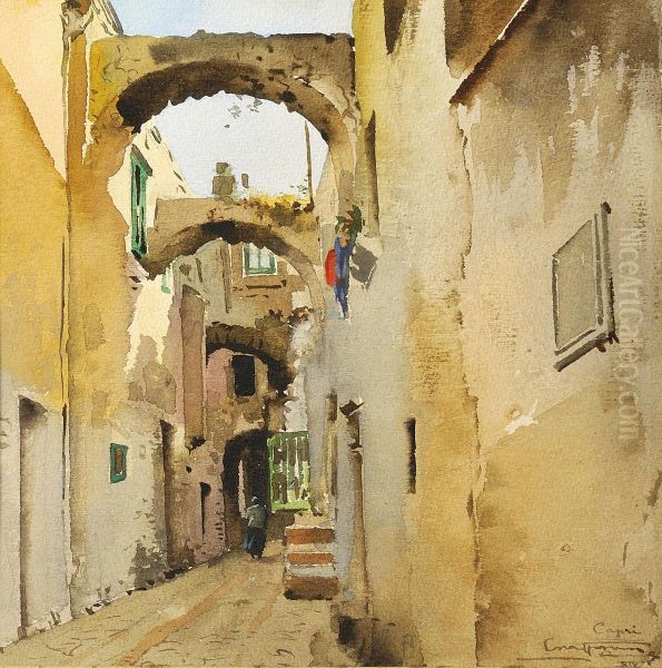 Vicolo Di Capri Oil Painting by Aurelio Craffonara