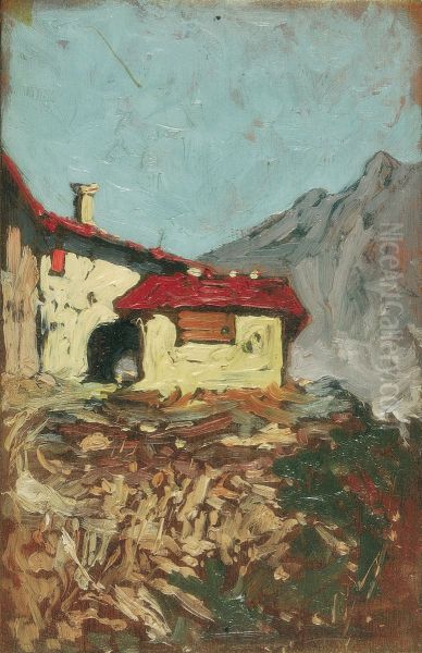 Case Di Montagna Oil Painting by Aurelio Craffonara