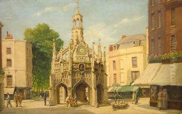 Chichester Market Cross Oil Painting by Percy Robert Craft