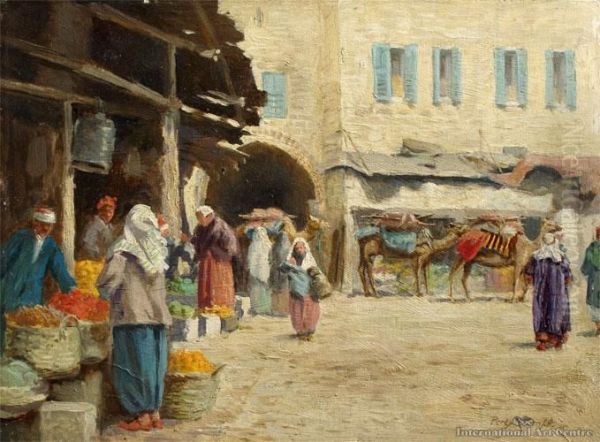 Corner Of A Square, Damascus Oil Painting by Percy Robert Craft