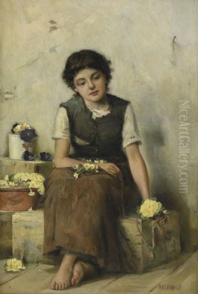 Blomsterflicka Oil Painting by Percy Robert Craft