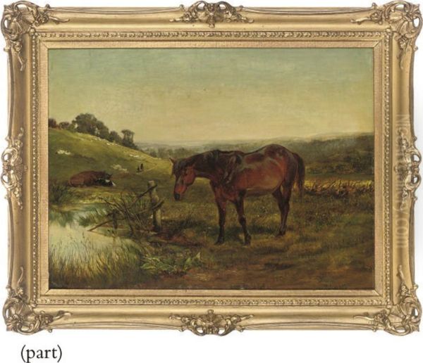 A Horse Watering, Keynsham, Bath Oil Painting by William Hopkins Craft