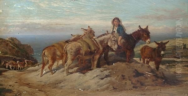 Tending To The Donkeys Oil Painting by William Hopkins Craft