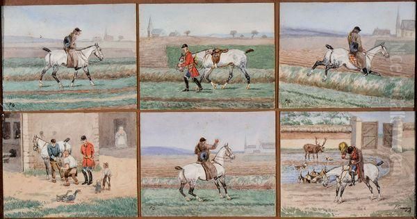 chevaux De Chasse A Courre Oil Painting by Victor Geruzez, Dit Crafty