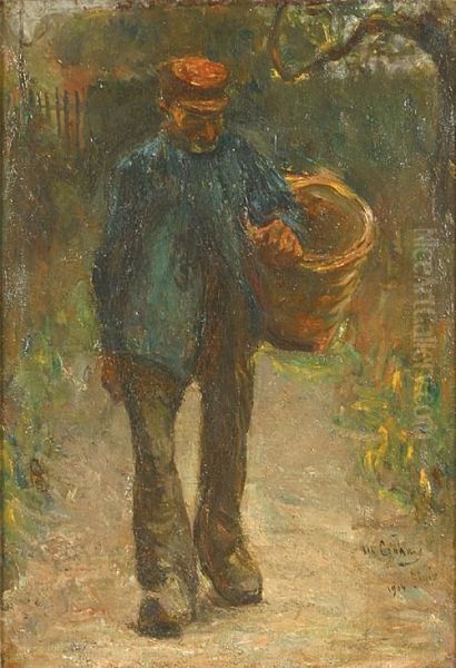 Homme A La Corbeille Oil Painting by Albert Crahay