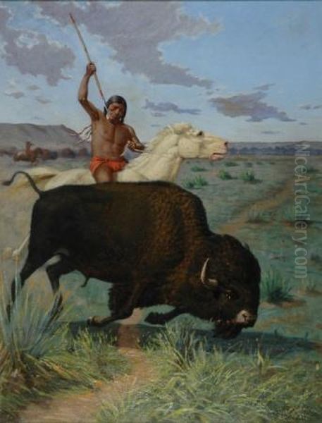 The Buffalo Hunt Oil Painting by Charles Craig