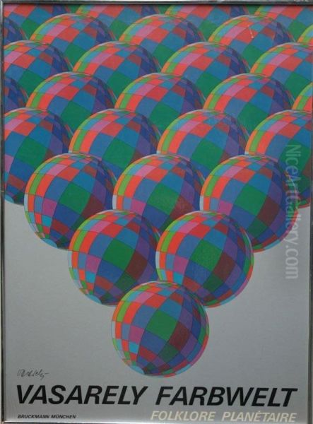 ''vasarely Farbwelt'' Oil Painting by German Cramer