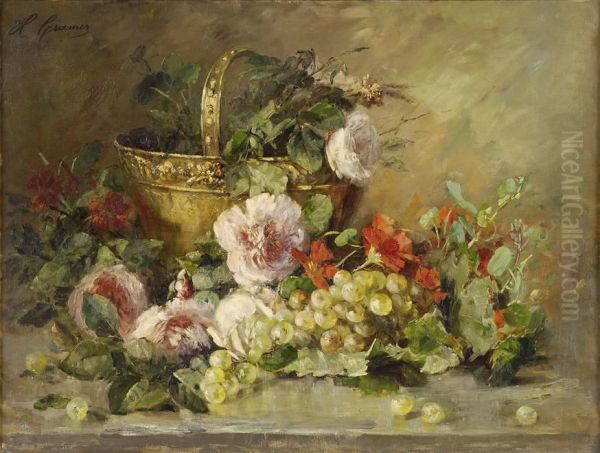 Blumen-/fruchtestilleben. Oil Painting by Helene Cramer