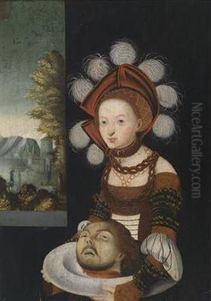 Salome With The Head Of St. John The Baptist On A Plate Oil Painting by Lucas The Elder Cranach