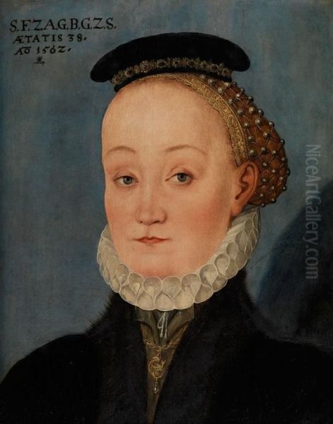 Portrait Der Lucretia Freifrau Von Berlepsch, Geb. Von Schleinitz Oil Painting by Lucas The Younger Cranach