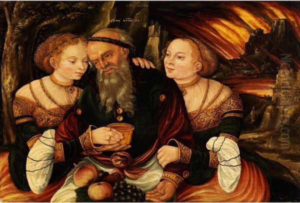 Lot Und Seine Tochter Oil Painting by Lucas The Younger Cranach