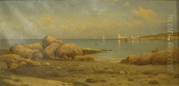 Maine Coastal Scene Oil Painting by Christopher P. Cranch