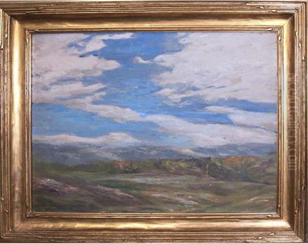 Cloudy Landscape Oil Painting by Frederick Crane