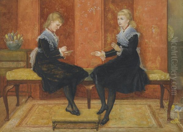 Violet And Lily, The Daughters Of Edmund Routledge Oil Painting by Walter Crane