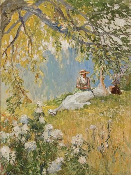 Idyllic Summer Day Oil Painting by Wilbur Crane