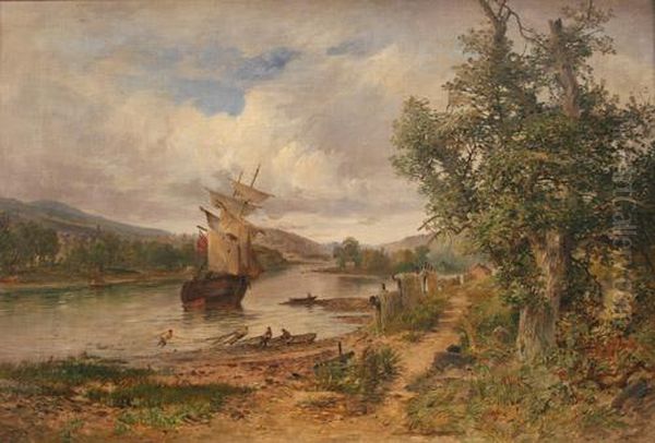 Landscape With River Oil Painting by James Hall Cranstoun