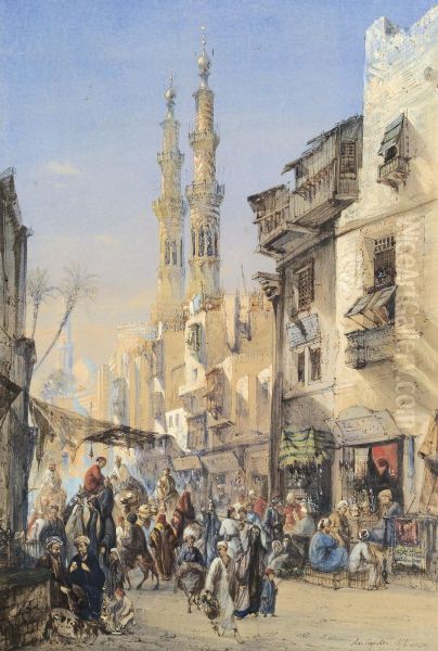 Un Carrefour Au Caire Oil Painting by Louis Amable Crapelet