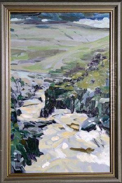 Cauldron Snout, Upper Teesdale Oil Painting by John Hall Craunston