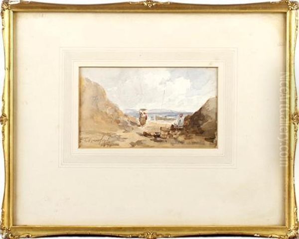 Two Figures In A Cove By The Sea Oil Painting by Edmund Thornton Crawford