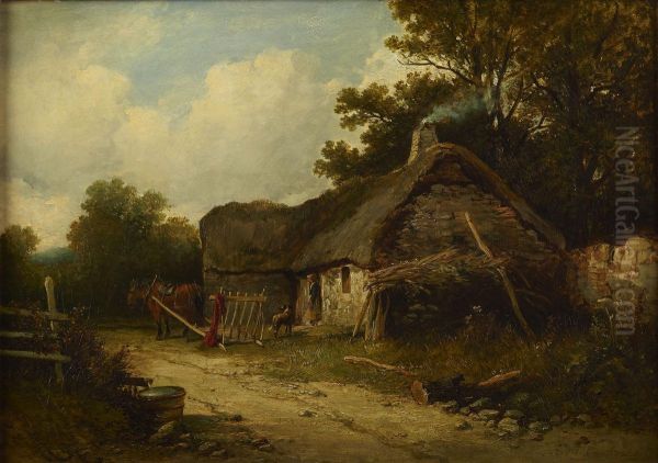 At The Cottage Door Oil Painting by Edmund Thornton Crawford