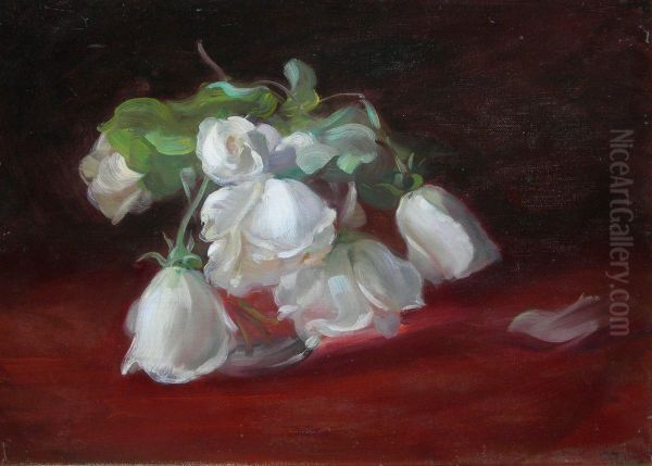 White Roses Oil Painting by Robert Crawford