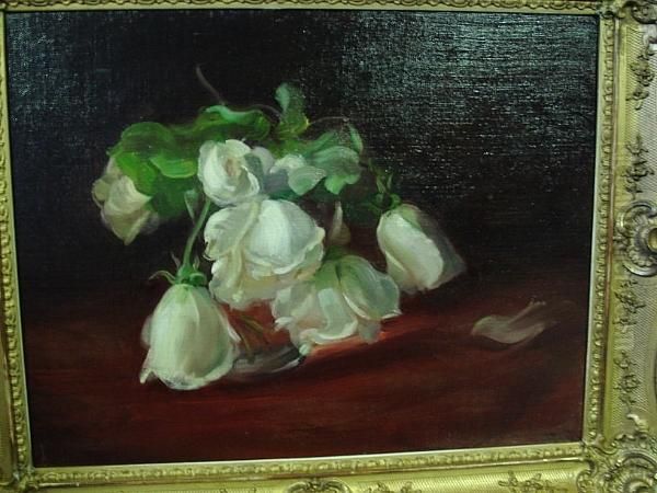 White Roses Oil Painting by Robert Crawford