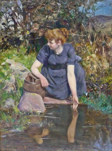 'nellie By The River's Edge'. Oil Painting by Robert Crawford