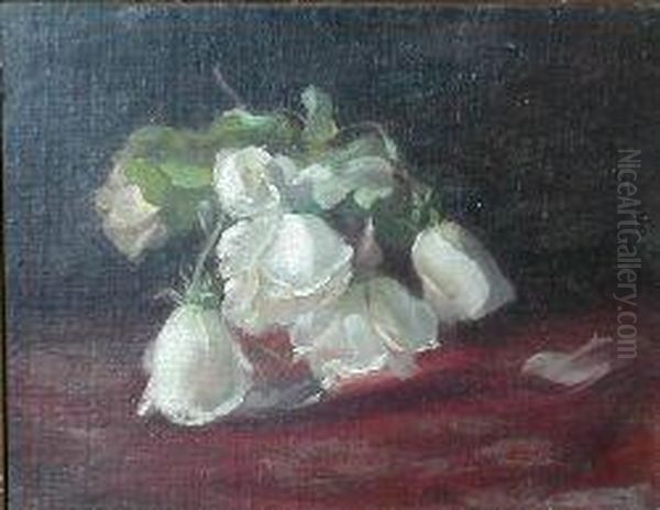 Roses On A Table Oil Painting by Robert Crawford